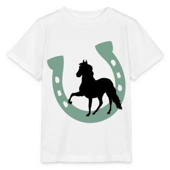 Baby Kind Pferd Hufeisen Einhorn Pony - Stanley/Stella Kinder T-Shirt MINI CREATOR  - Weiß - Vorne - Maike (125cm)