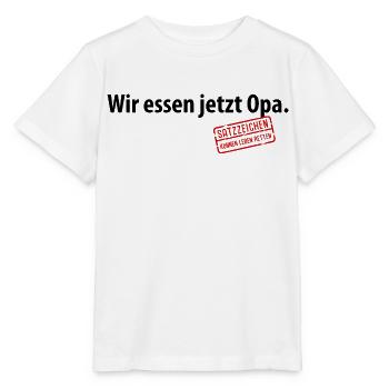 Wir essen jetzt Opa Satzzeichen Leben retten Komma - Stanley/Stella Kinder T-Shirt MINI CREATOR  - Weiß - Vorne - Maike (125cm)