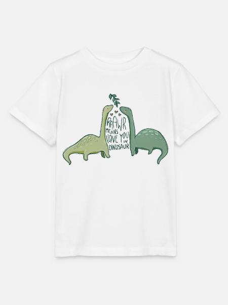 Dinosaurier Liebe mit lustigem Spruch - Stanley/Stella Kinder T-Shirt MINI CREATOR - Weiß