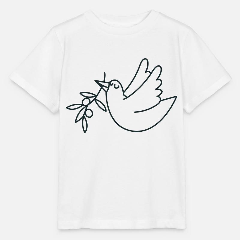 Colombe heureuse avec un rameau d’olivier - T-shirt bio MINI CREATOR Stanley/Stella Enfant - blanc