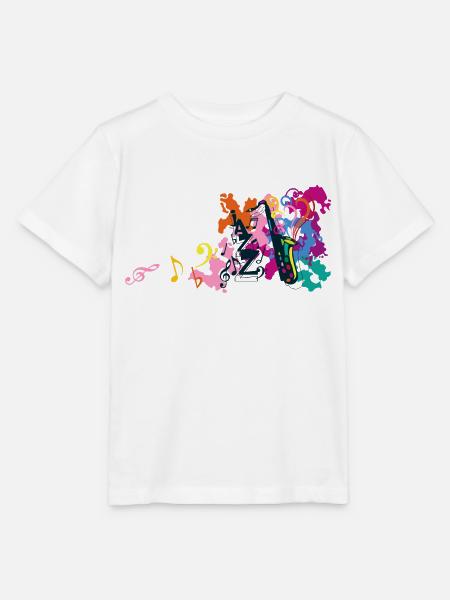 Saxophonmusik Note CLE Sol Fantasy - Stanley/Stella Kinder T-Shirt MINI CREATOR  - Weiß