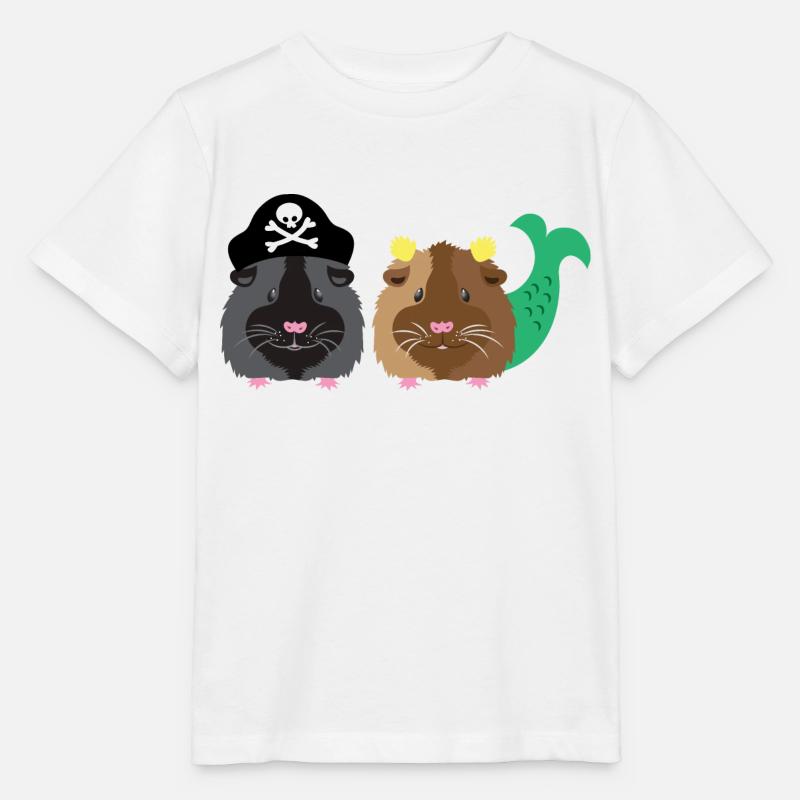 Cochon d’Inde à barbe noire avec cochon d’Inde sirène - T-shirt bio MINI CREATOR Stanley/Stella Enfant - blanc