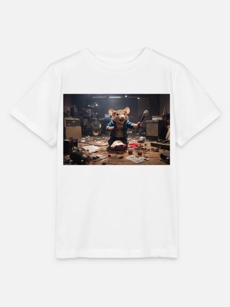 Kinderfreundliche Animationsratte in Musikstudio - Stanley/Stella Kinder T-Shirt MINI CREATOR  - Weiß