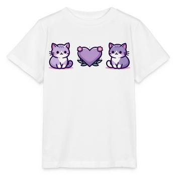 Katzen mit großem Herz - Stanley/Stella Kinder T-Shirt MINI CREATOR  - Weiß - Vorne - Maike (125cm)