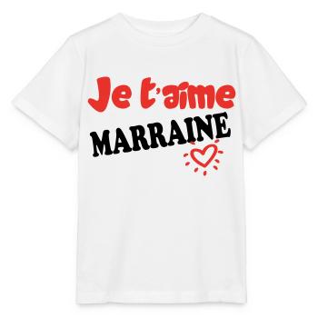 Je t'aime MARRAINE - T-shirt bio MINI CREATOR Stanley/Stella Enfant - blanc - Devant - Maike (125cm)