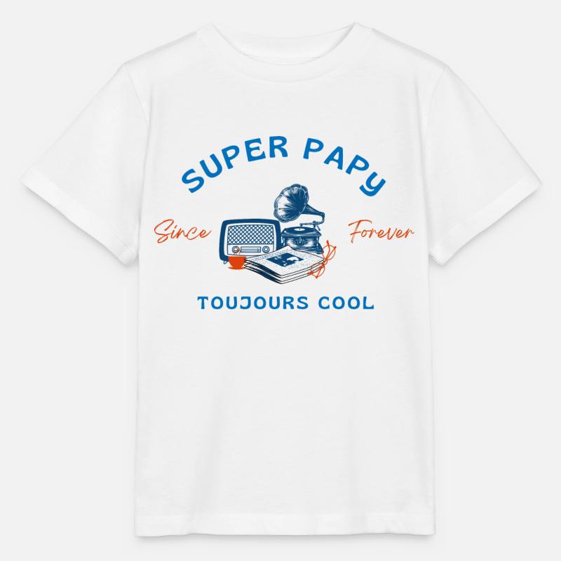 Super papy toujours cool - idée cadeau papy - T-shirt bio MINI CREATOR Stanley/Stella Enfant - blanc