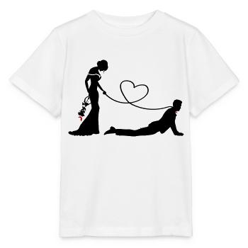 Hochzeit Brautpaar Leine Herz - Stanley/Stella Kinder T-Shirt MINI CREATOR  - Weiß - Vorne - Maike (125cm)