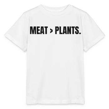 MEAT > PLANTS | Carnivore | Meat Based Statement - Stanley/Stella MINI CREATOR Kids’ T-Shirt - white - Front - Maike (125cm)