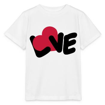 Texte d’amour Logo de la Saint-Valentin Déclaration d’amour du cœur - T-shirt bio MINI CREATOR Stanley/Stella Enfant - blanc - Devant - Maike (125cm)
