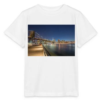 Panorama de Brooklyn Bridge et Skyline - T-shirt bio MINI CREATOR Stanley/Stella Enfant - blanc - Devant - Maike (125cm)