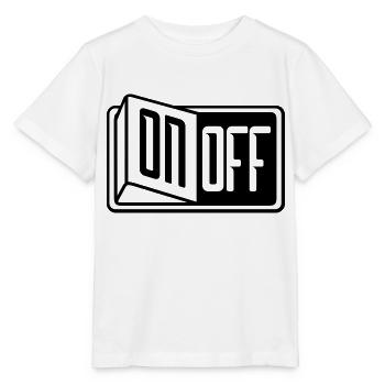 turn off off on switch button switch on - Stanley/Stella MINI CREATOR Kids’ T-Shirt - white - Front - Maike (125cm)