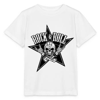 Rock and roll skull - Tête de mort - T-shirt bio MINI CREATOR Stanley/Stella Enfant - blanc - Devant - Maike (125cm)