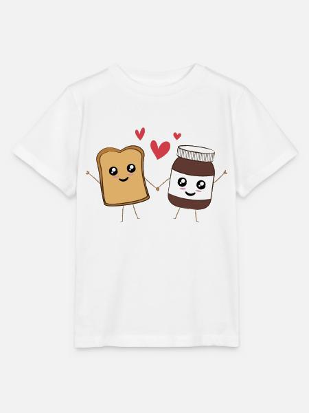 Funny Food Kawaii - Verliefd op Biscotte en Chocolat - Stanley/Stella Kinder-T-shirt MINI CREATOR  - wit