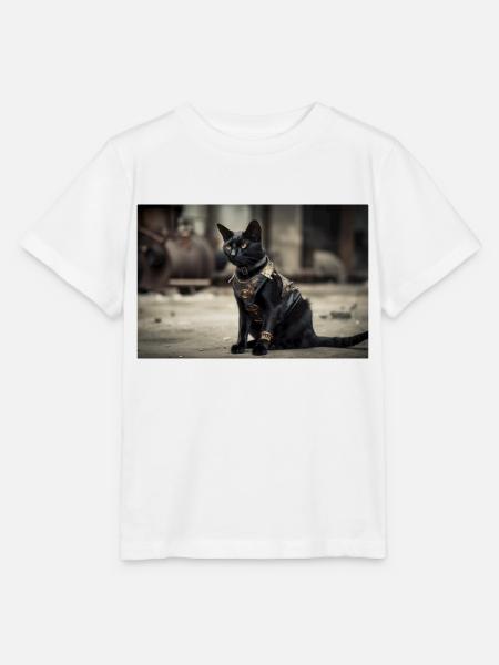 Cat Black - Stanley/Stella Kinder T-Shirt MINI CREATOR  - Weiß