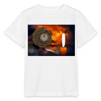 Une horloge éclairée par des bougies. - T-shirt bio MINI CREATOR Stanley/Stella Enfant - blanc - Devant - Maike (125cm)