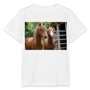 Jana und Josy die beiden Reitponystuten - Stanley/Stella Kinder T-Shirt MINI CREATOR  - Weiß - Vorne - Maike (125cm)