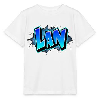 Graffiti Lan Blaue Ziegel Risse - Stanley/Stella Kinder T-Shirt MINI CREATOR  - Weiß - Vorne - Maike (125cm)