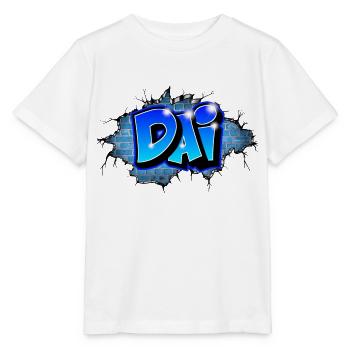 Graffiti DAI Blaue Ziegel Risse - Stanley/Stella Kinder T-Shirt MINI CREATOR  - Weiß - Vorne - Maike (125cm)