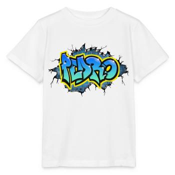 PEDRO GRAFFITI NAME Cracked By Max Getaggt - Stanley/Stella Kinder T-Shirt MINI CREATOR  - Weiß - Vorne - Maike (125cm)