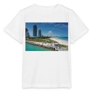 Miami Beach Piermit Wolkenkratzer - Stanley/Stella Kinder T-Shirt MINI CREATOR  - Weiß - Vorne - Maike (125cm)