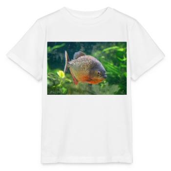 Poisson piranha argent rouge Dents acérées - T-shirt bio MINI CREATOR Stanley/Stella Enfant - blanc - Devant - Maike (125cm)