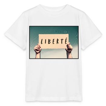 Pancarte - Liberté - T-shirt bio MINI CREATOR Stanley/Stella Enfant - blanc - Devant - Maike (125cm)