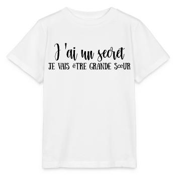 Ich habe ein Geheimnis, ich werde eine große Schwester sein - Stanley/Stella Kinder T-Shirt MINI CREATOR  - Weiß - Vorne - Maike (125cm)