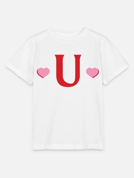 Buchstabe u Rote Herzen - Stanley/Stella Kinder T-Shirt MINI CREATOR - Weiß