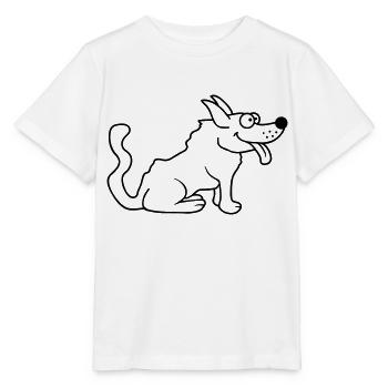 Dear dog sticks out his tongue happily - Stanley/Stella MINI CREATOR Kids’ T-Shirt - white - Front - Maike (125cm)