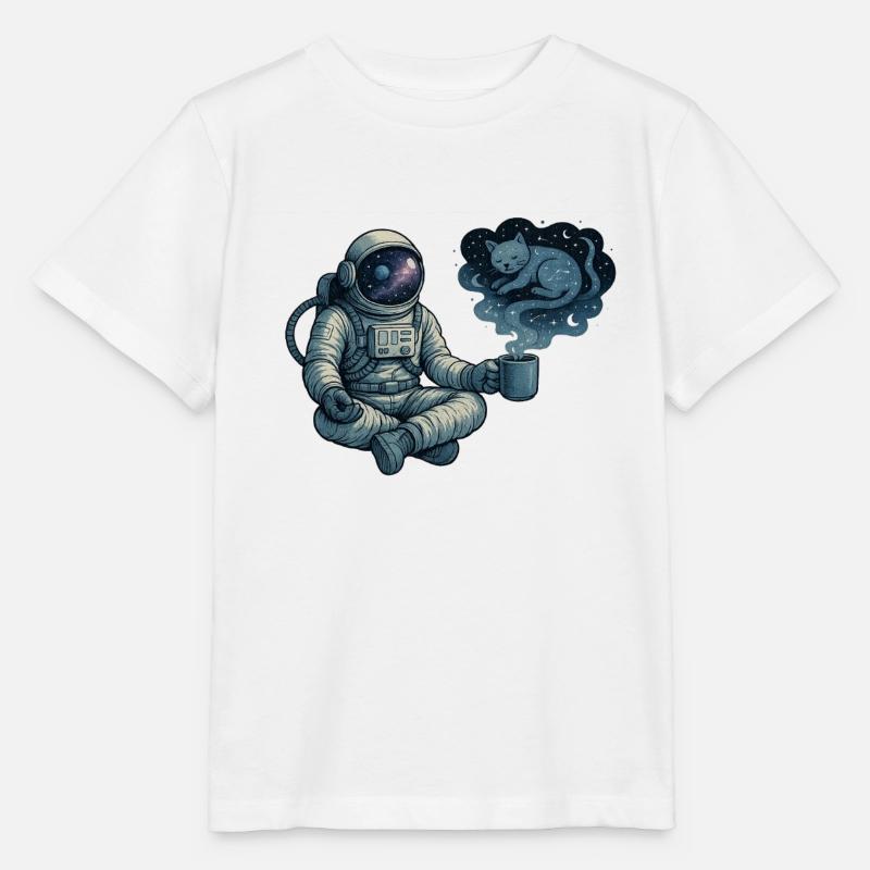 Pause-café cosmique - T-shirt bio MINI CREATOR Stanley/Stella Enfant - blanc