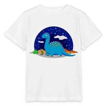 Dinosaur Brontosaurus Star Night Dream - Stanley/Stella MINI CREATOR Kids’ T-Shirt - white - Front - Maike (125cm)