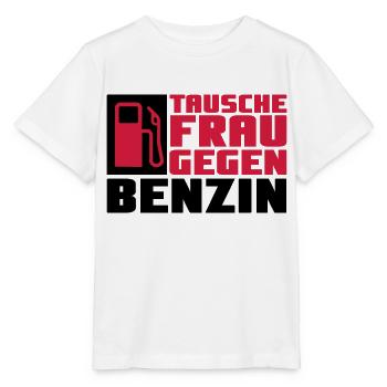 Tausche Frau gegen Benzin - Stanley/Stella Kinder T-Shirt MINI CREATOR  - Weiß - Vorne - Maike (125cm)