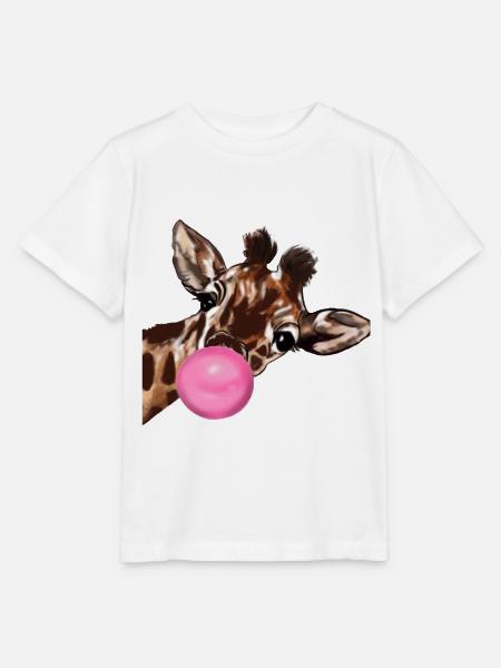 Giraffe mit Bubble gum - Stanley/Stella Kinder T-Shirt MINI CREATOR  - Weiß