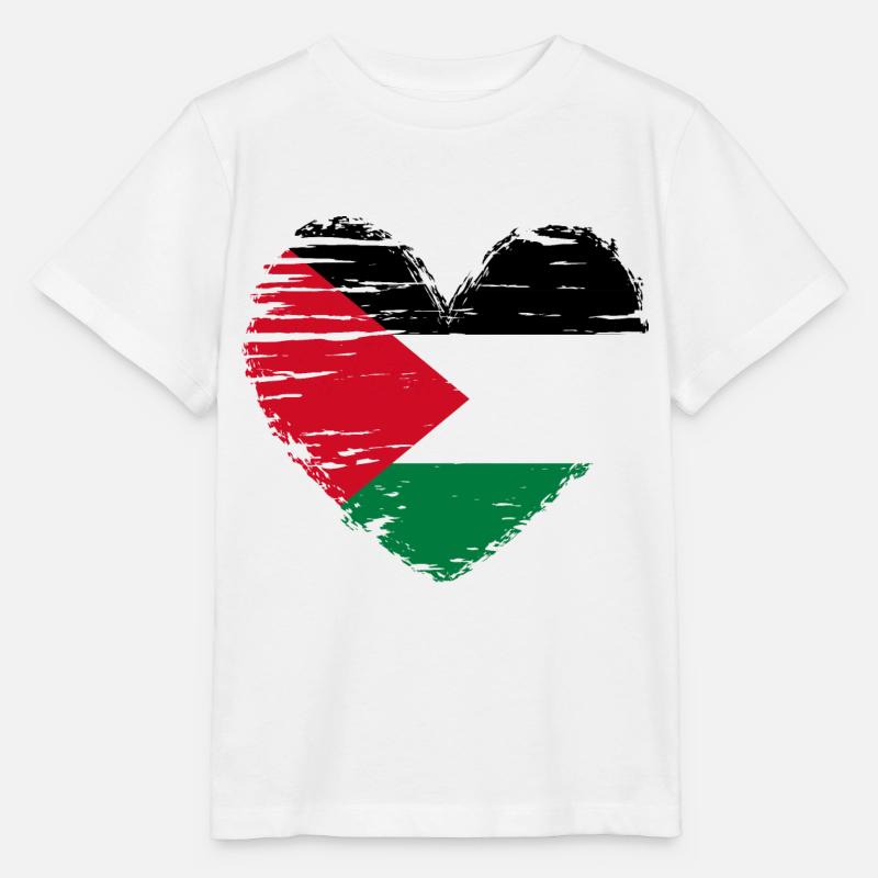 Palestine coeur drapeau blason - T-shirt bio MINI CREATOR Stanley/Stella Enfant - blanc