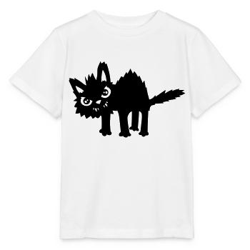 Böse lustige Katze - Stanley/Stella Kinder T-Shirt MINI CREATOR  - Weiß - Vorne - Maike (125cm)