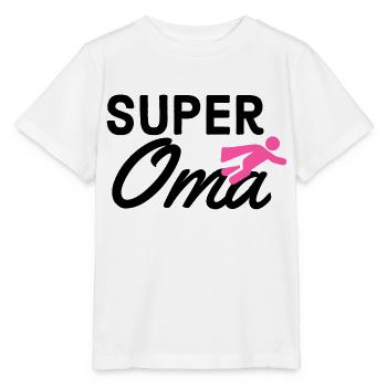 Super Oma Text mit Figur flieger Geschenkidee - Stanley/Stella Kinder T-Shirt MINI CREATOR  - Weiß - Vorne - Maike (125cm)