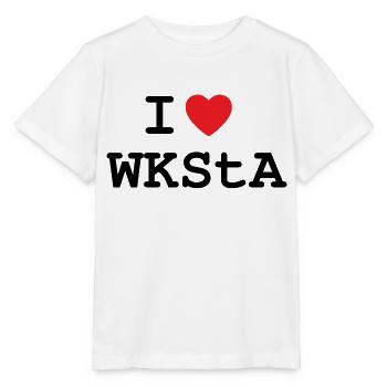 I LOVE WKSTA T-Shirt Design in Black - Stanley/Stella MINI CREATOR Kids’ T-Shirt - white - Front - Maike (125cm)