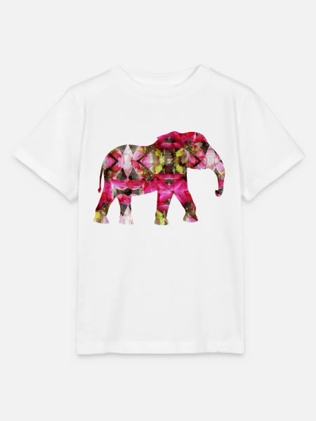 rosa Elefant - Stanley/Stella Kinder T-Shirt MINI CREATOR  - Weiß