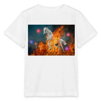 A burning horse. - Stanley/Stella MINI CREATOR Kids’ T-Shirt - white - Front - Maike (125cm)