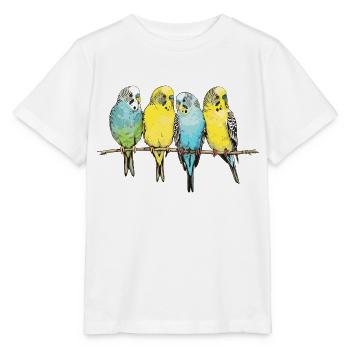 Perruche, perruches sur un perchoir - T-shirt bio MINI CREATOR Stanley/Stella Enfant - blanc - Devant - Maike (125cm)