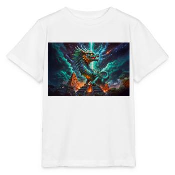 Quetzalcoatl, Aztekischer gefiederter Schlangengott der Mythologie - Stanley/Stella Kinder T-Shirt MINI CREATOR  - Weiß - Vorne - Maike (125cm)
