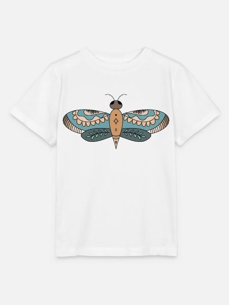 Floral Moth Mandala - Stanley/Stella Kinder T-Shirt MINI CREATOR - Weiß