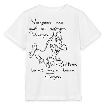 Reiterspruch Pferd Reitschüler Reiten - Stanley/Stella Kinder T-Shirt MINI CREATOR  - Weiß - Vorne - Maike (125cm)