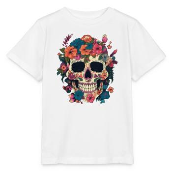 Skull composed of flower - Stanley/Stella MINI CREATOR Kids’ T-Shirt - white - Front - Maike (125cm)