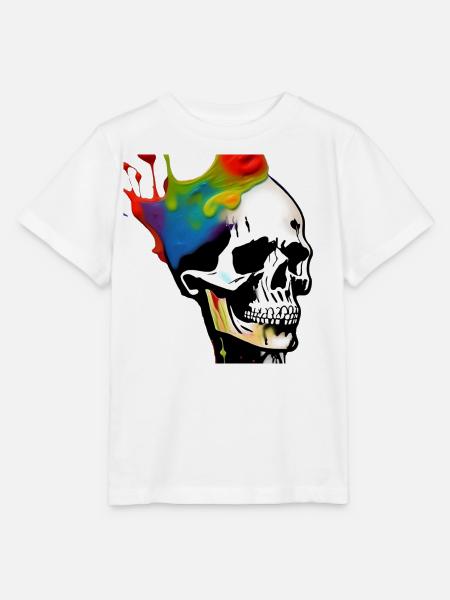 Totenkopf Kunst - Bunt - Stanley/Stella Kinder T-Shirt MINI CREATOR - Weiß