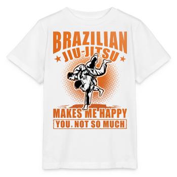 Brazilian Jiu-Jitsu makes me happy you not so much - Stanley/Stella MINI CREATOR Kids’ T-Shirt - white - Front - Maike (125cm)