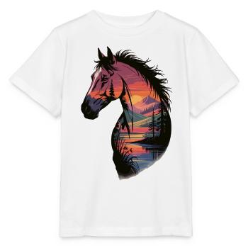 Wildpferd Landschaftskunst - Stanley/Stella Kinder T-Shirt MINI CREATOR  - Weiß - Vorne - Maike (125cm)