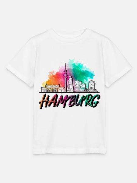 Hamburg Deutschland Skyline Schrift Schriftzug - Stanley/Stella Kinder T-Shirt MINI CREATOR - Weiß