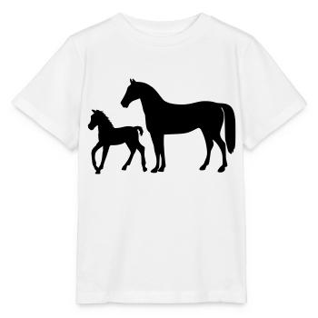 Cheval avec poulain - T-shirt bio MINI CREATOR Stanley/Stella Enfant - blanc - Devant - Maike (125cm)