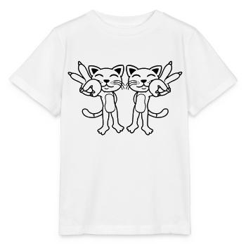 Team Cats Peace Sign - Stanley/Stella MINI CREATOR Kids’ T-Shirt - white - Front - Maike (125cm)